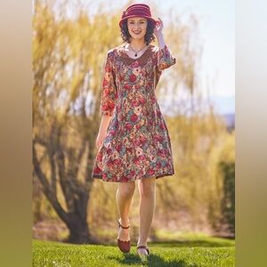 April Cornell Beauty Rose Dropwaist Dress Cottage Core